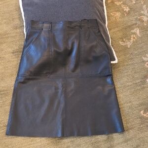 Worth Black A-Line Vegan Leather Skirt